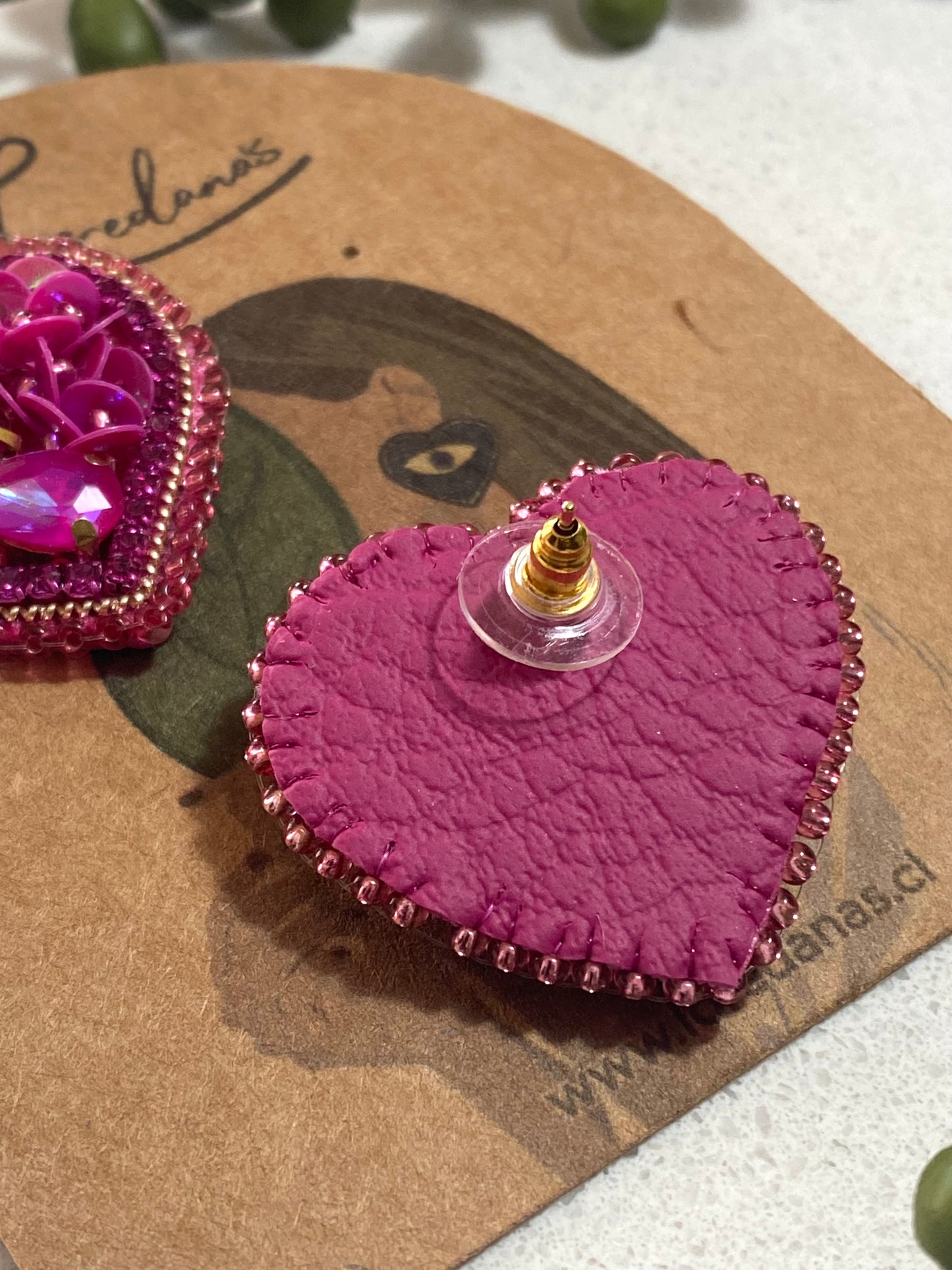 Aros- Corazón Mini Fucsia