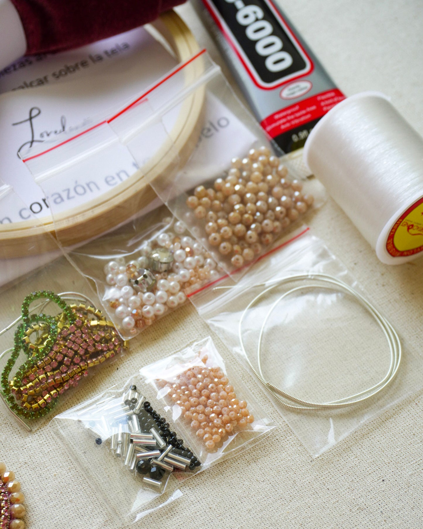 Taller grabado Aros Bordados Corazón Terciopelo L006 + KIT Materiales