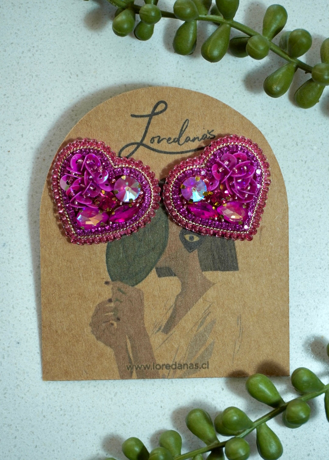 Aros- Corazón Mini Fucsia