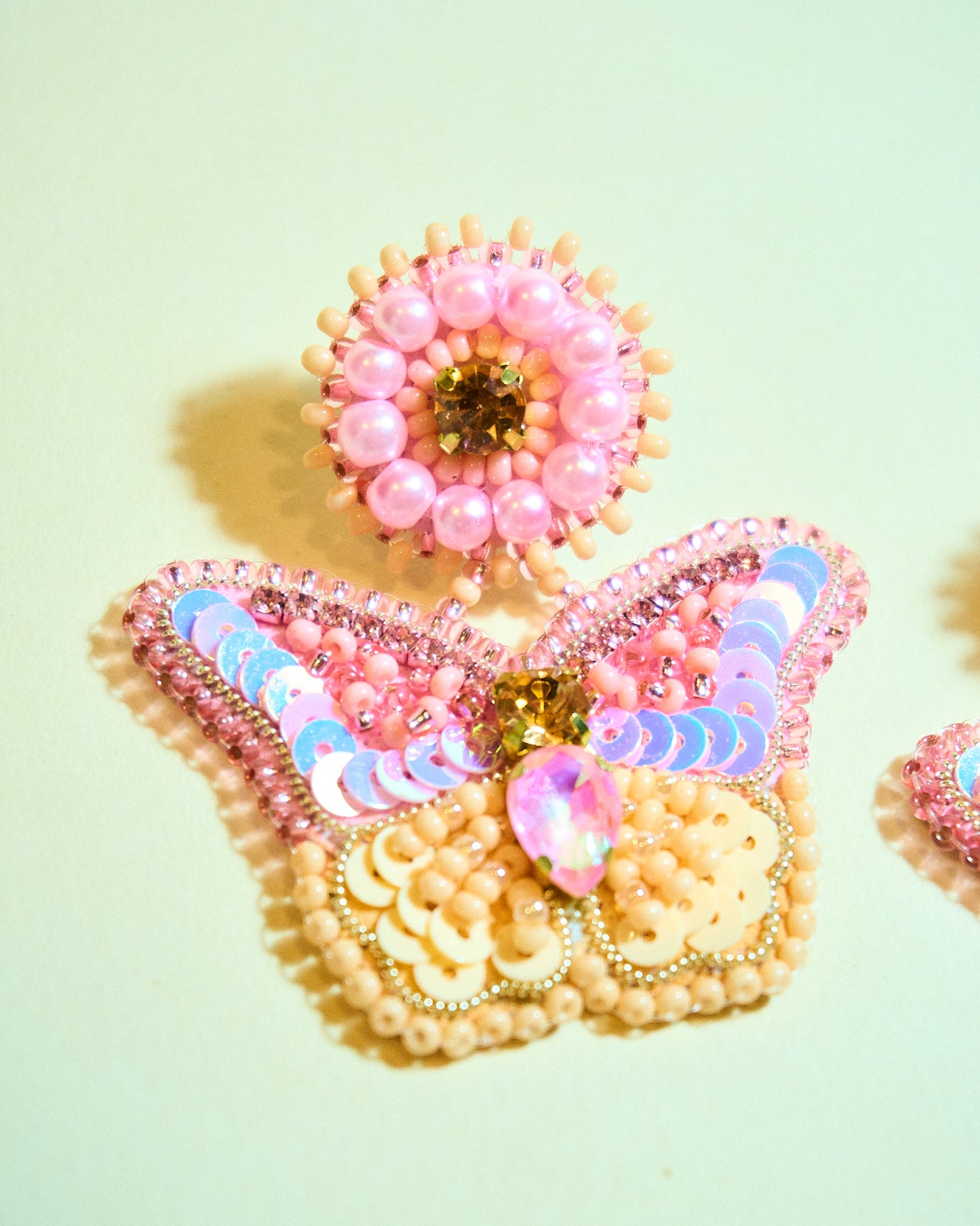 Aros Mariposa Amarillo/ rosa