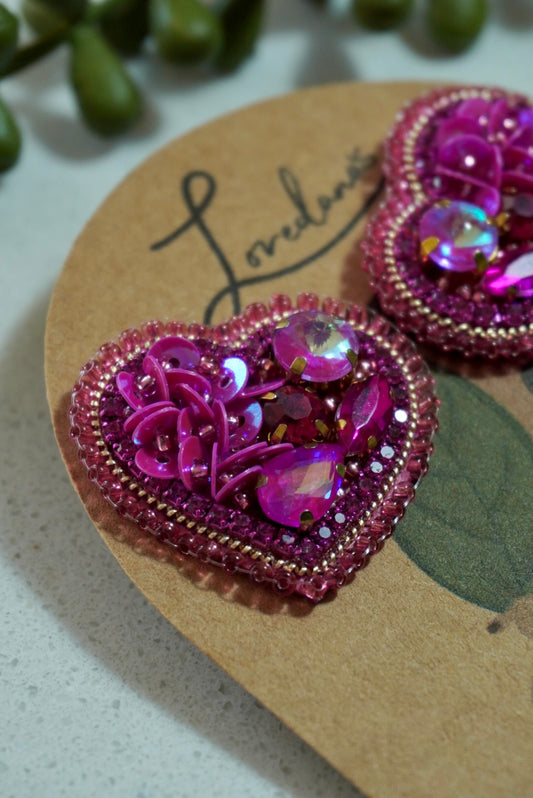 Aros- Corazón Mini Fucsia