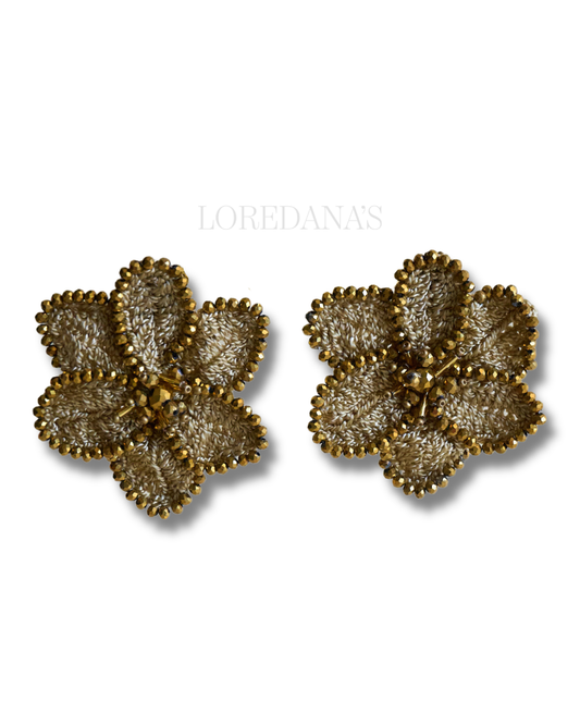 AROS FLOR CROCHET/ DORADO