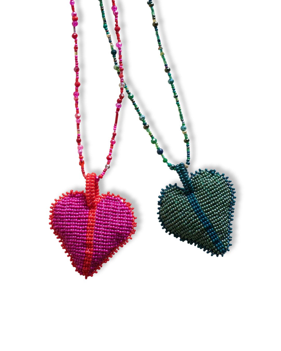 COLLAR CORAZON TEJIDO/  FUCSIA