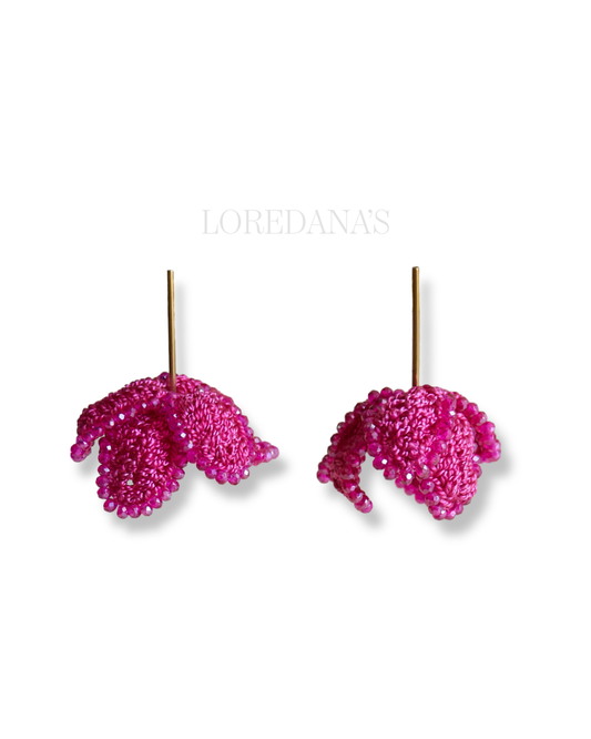 AROS FLOR CAIDA CROCHET/ FUCSIA