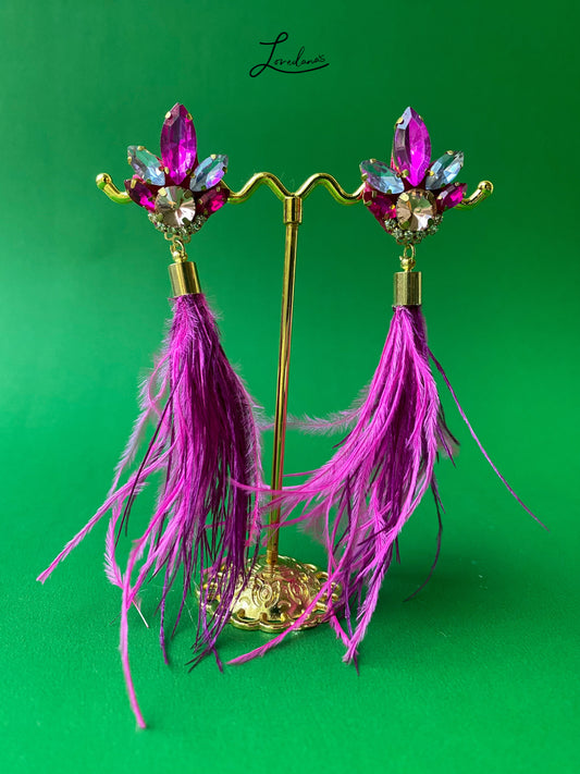 Hoops- Fuchsia feathers