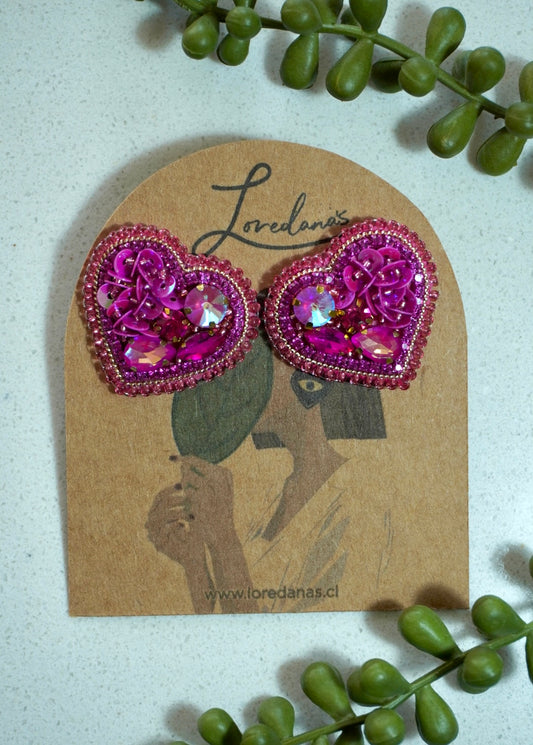 Aros- Corazón Mini Fucsia