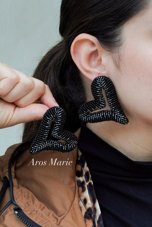 Aros Corazón Marie Negra
