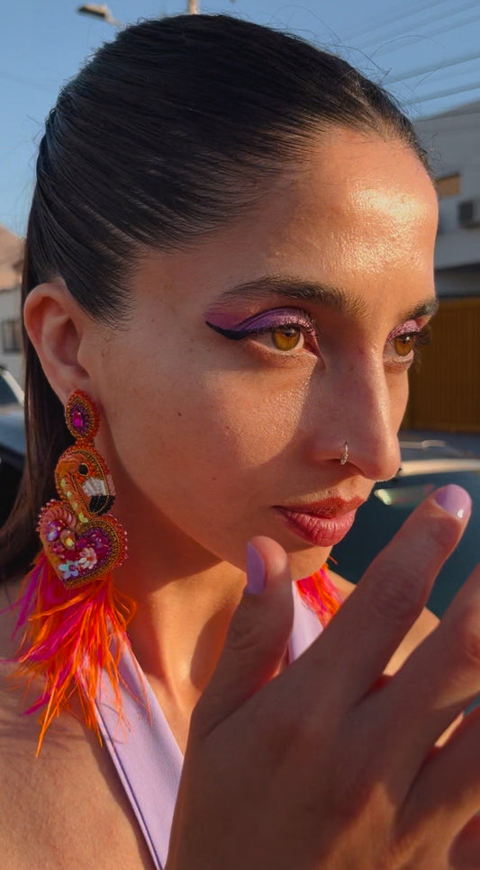 Aros- Flamingo Fucsia/Naranja