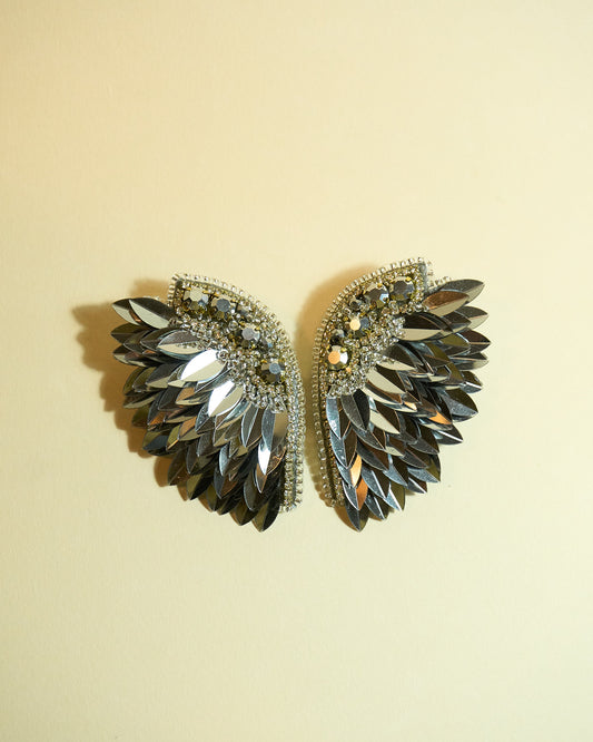 Silver Demetria Wings Hoops