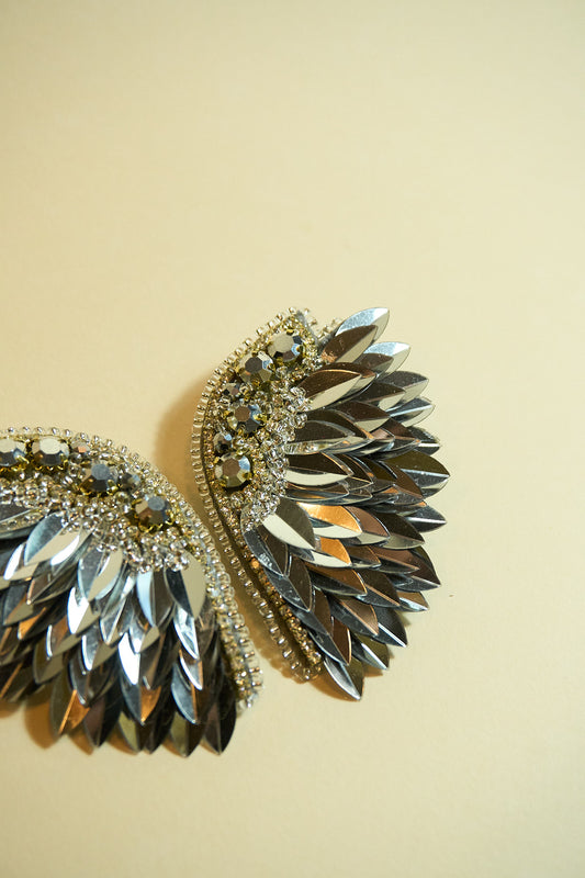 Silver Demetria Wings Hoops