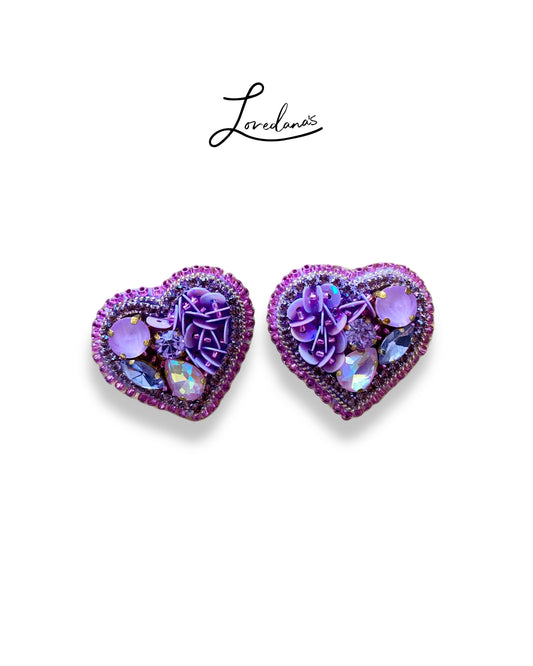 Aros- Corazón mini lila