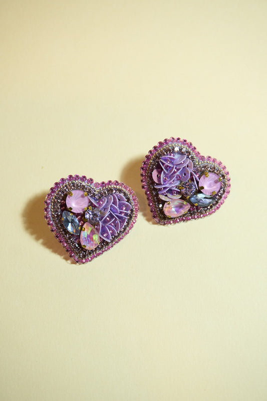 Aros- Corazón mini lila